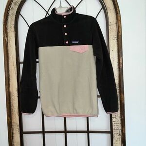 Patagonia Synchilla Women’s Fleece Pullover Snap T Size XS Brown, Pink, Beige